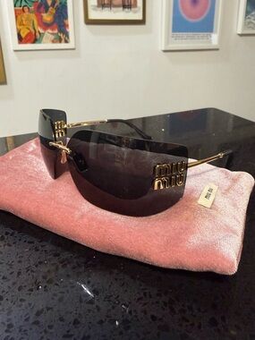 Miu Miu 54YS sunglasses - Gold/ Gray BRAND NEW